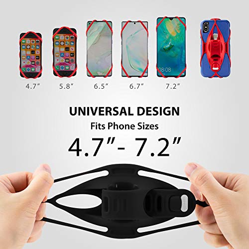 Bone Bike Tie 4, Bike Cell Phone Mount for Handlebar, Scratch-Free Silicone Holder with Anti-Slip Design, Universal Cycling Phone Holder Compatible with Most Smartphones (Black - Handlebar) - color: Bike Tie 4 - Black