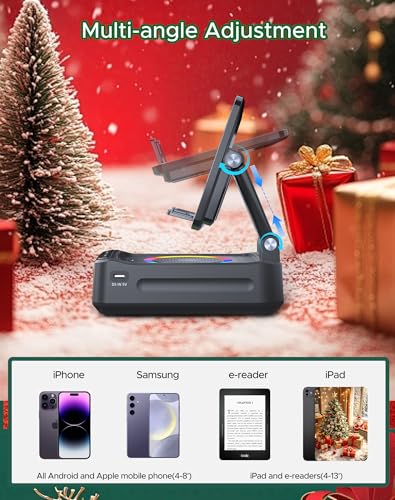Gifts for Him Dad Men Mother's&Father's Day, Birthday Ideas for Men Women, Cell Phone Stand with Wireless Bluetooth Speaker with Wireless Induction Audio & Colorful Led Light - color: Black