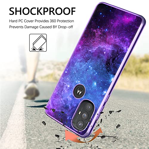 GUAGUA Compatible with Motorola Moto G Power 2022 Case 6.5 Inch Glow in The Dark Noctilucent Luminous Space Nebula Slim Fit Cover Protective Anti Scratch Cases for Moto G Power 2022, Blue