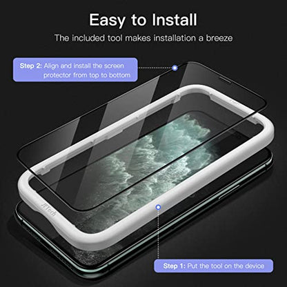 JETech Full-Coverage Screen Protector for iPhone 11 Pro Max/Xs Max, 3-Pack | Black Edge Tempered Glass, Easy Installation Tool, HD Clear, Case-Friendly - size: iPhone 11 Pro Max, iPhone XS Max
