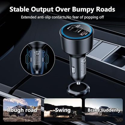 USB C Car Charger Fast Charging 200W, Dual PD 100W Type C Car Charger，