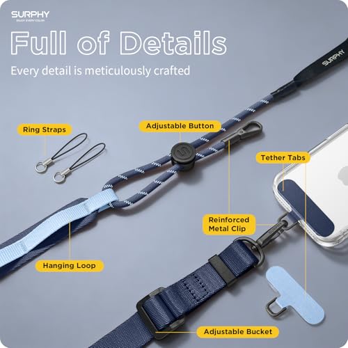 SURPHY Phone Lanyard Crossbody, Phone Strap with Light-Activated Strap Blue - color: Blue