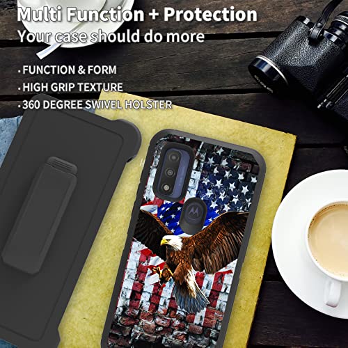 for Moto G Pure 2021/ Moto G Power 2022 Case, Heavy Duty Triple-Layer Drop Protection Full-Body Rugged Shockproof Durable Cover Holster with Swivel Belt-Clip, Patriotic Eagle USA Flag - color: Patriotic Eagle USA Flag, size: Moto G Pure/ Moto G Power 2022