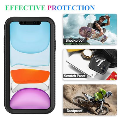 Compatible with iPhone 11 Case, Built in Screen Protector Full Body Shockproof Slim Fit Bumper Protective Phone Cover 6.1'' Men Women-Black/Clear - size: iPhone 11