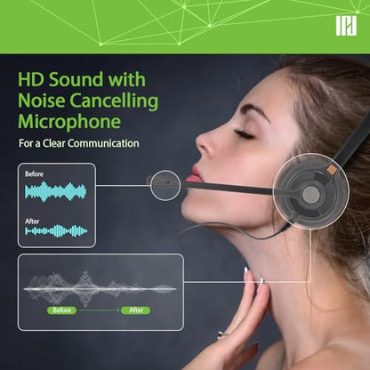 IPD IPH-215 Office Phone Headset Binaural Wired QD to RJ9 - color: 215-DG-FOAM