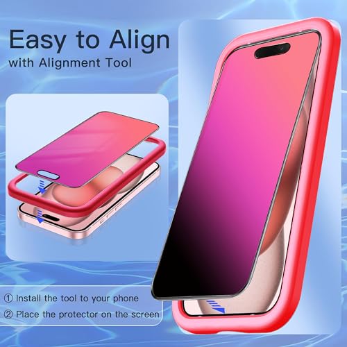 2 PACK Compatible with iPhone 14 Pro Max Privacy Screen Protector 25 Degree Anti Spy Tempered Glass Easy Installation Frame Gradient colorful anti Blue light eye protection Bubble Free Case
