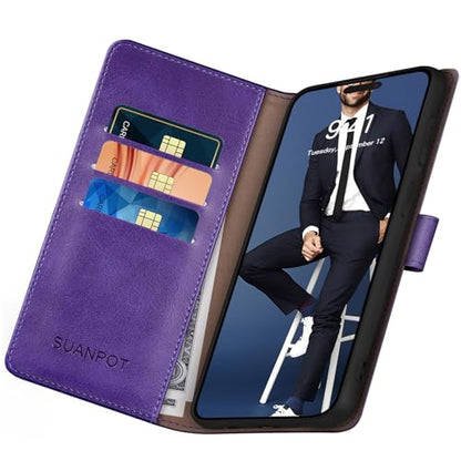 SUANPOT Compatible with iPhone 17 6.3" Wallet case with RFID Blocking Credit Card Holder,Flip Book PU Leather Protective Cover Women Men for Apple 17 Phone case Purple - color: Purple, size: iPhone 17 6.3"