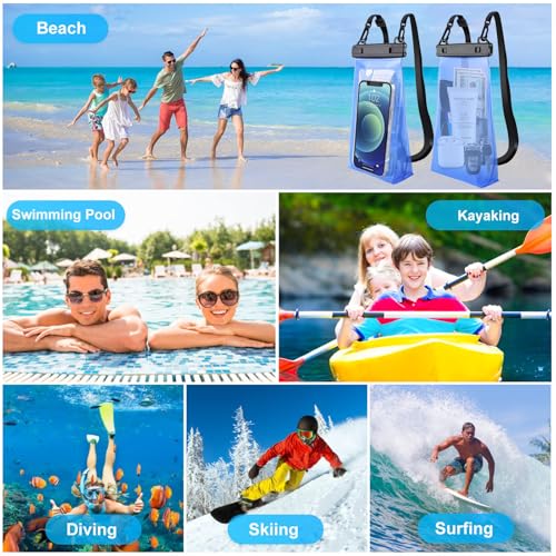 Large Capacity Waterproof Phone Pouch Floating, Waterproof Bag Case for iPhone 15 14 Pro Max 13 12 11 X XR 8 Plus Samsung Up to 6.9'', IPX8 Water Proof Phone Dry Bag for Swimming Kayaking, 1Pack - color: Larger Blue, 1 Piece