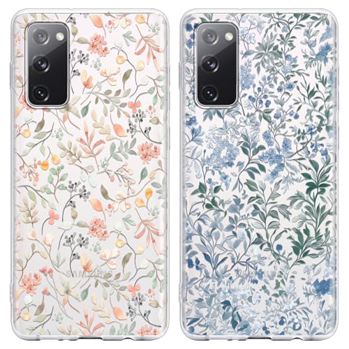 2 Pack Summer Case for Samsung Galaxy S20 FE (4G/5G) Clear, Cute Flower Sage Aesthetic Pattern Design Floral Phone Cover Transparent, TPU Shockproof Protective Shell for Samsung S20 FE 6,5" - color: Flower Sage, size: Samsung Galaxy S20 FE (4G/5G)