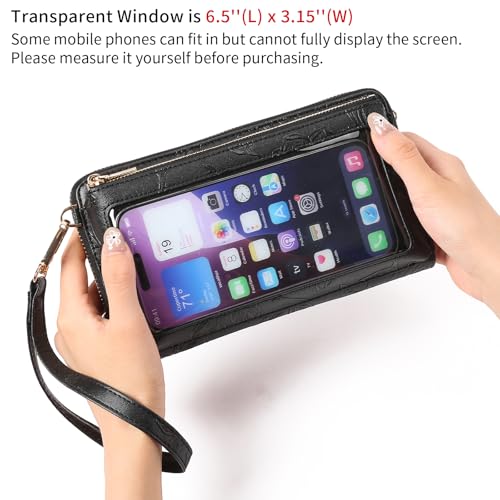 GOIACII Phone Purse Crossbody Bags for Women Small Travel Wallet Touch Screen RFID Blocking - color: A11 Black Pattern