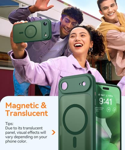 CANSHN Magnetic Compatible with iPhone Air Case(6.5 Inch), Upgraded [Full Camera Protection] [Compatible with Magsafe] [Translucent Matte] Shockproof Phone Cover for iPhone 17 Air Case,Deep Green - color: Deep Green, size: iPhone Air (6.9 Inch,1 Lens)