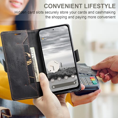 HAII Case for Google Pixel 10a 6.3",PU Leather Folio Flip Wallet Case with Card Holster Stand Kickstand Magnetic Closure Shockproof Phone Cover for Google Pixel 10a (Black) - color: Black