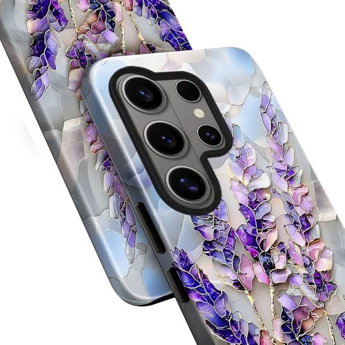 Case for Samsung Galaxy S26 Ultra,Camera Protection Soft Glossy Phone Case - Lavender Flower Purple Stained Glass - color: Lavender Flower Purple Stained Glass, size: Samsung Galaxy S26 Ultra