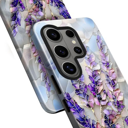 Case for Samsung Galaxy S26 Ultra,Camera Protection Soft Glossy Phone Case - Lavender Flower Purple Stained Glass - color: Lavender Flower Purple Stained Glass, size: Samsung Galaxy S26 Ultra