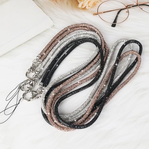 LUVI Rhinestone Phone Lanyard Bling Chain Crossbody Strap for Woman - color: Black