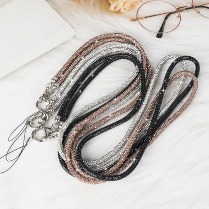 LUVI Rhinestone Phone Lanyard Bling Chain Crossbody Strap for Woman - color: Black