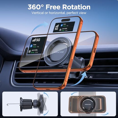 Miracase Car Phone Holder for Magsafe [Strong Magnets] Magnetic Phone Holders for Your Car, 360°Adjustable Air Vent Hands Free GPS Navigation Mount Cradle Fit iPhone 17-12 & All Smartphones, Black - color: Dark Black