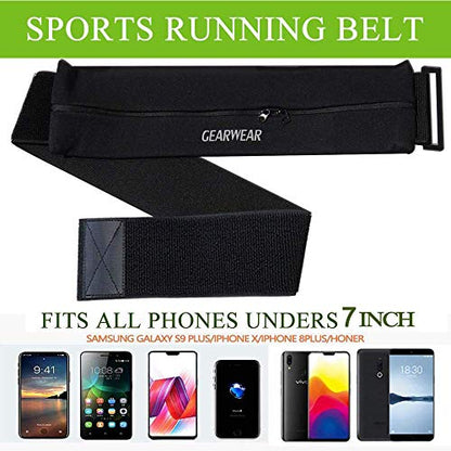 Running Belt | Runner Fanny Pack for Women and Men | Adjustble Waist Band Pack for Storage Phone - color: Black/27"-43"
