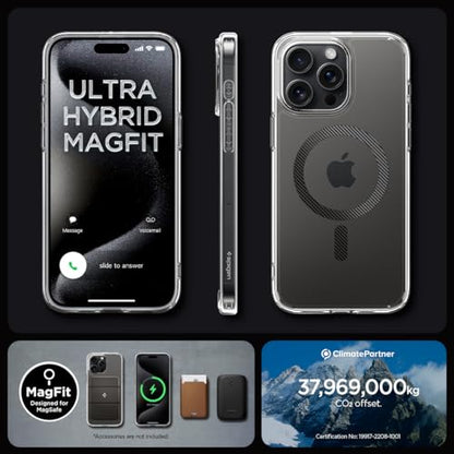 Spigen for iPhone 15 Pro Case, Ultra Hybrid MagFit [Anti-Yellowing] [Compatible with Magsafe] - Carbon Fiber - color: Carbon Fiber, size: iPhone 15 Pro