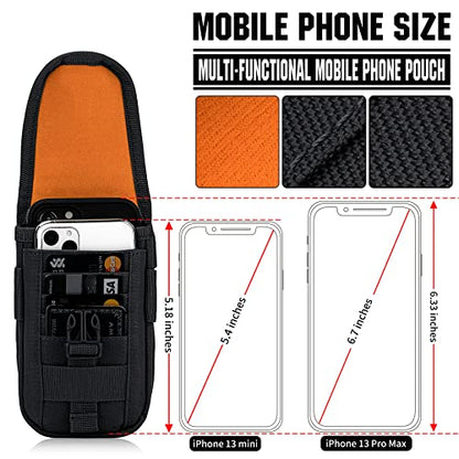 Tactical Phone Holster Pouch Case, Molle Gadget Bag Molle Attachment Belt Holder Waist Bag for 4.7"-6.9" with US Flag Patch for iPhone 18 Pro Max/17 Pro/16 Pro/15 Pro - color: Gray Camo
