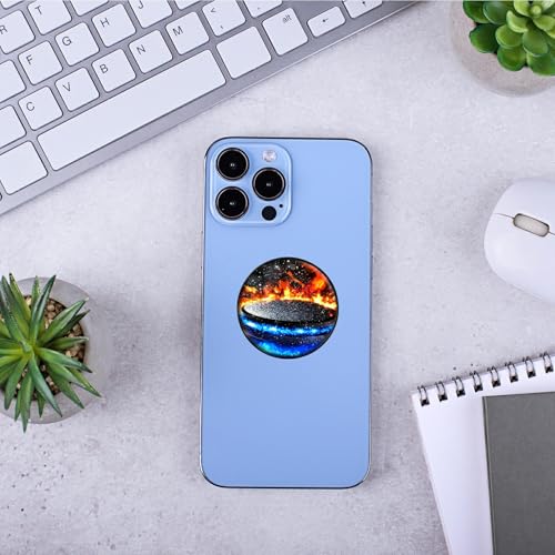 2 Pack Cell Phone Grip with Expanding Kickstand, Blue Red Flames - color: Blue Red Flames