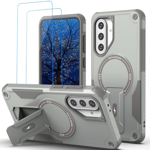 for Galaxy A37/A36-5G Case Military-Grade Dropproof Phone/Invisible Kickstand with MagSafe/HD Screen Protector, Protective Magnetic Phone Cover for Samsung Galaxy A37 4G/5G&A36 5G (Gray) - color: Gray