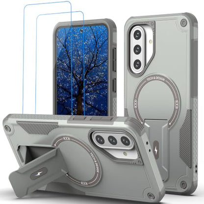 for Galaxy A37/A36-5G Case Military-Grade Dropproof Phone/Invisible Kickstand with MagSafe/HD Screen Protector, Protective Magnetic Phone Cover for Samsung Galaxy A37 4G/5G&A36 5G (Gray) - color: Gray