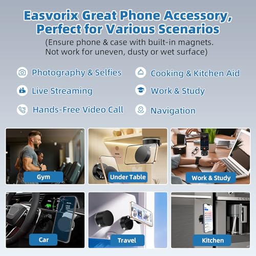 Vacuum Magnetic Phone Holder with Metal Ring Compatible with iPhone 17 All Phone, Portable Universal Collapsible Magnetic Phone Stand, Car Mount with Strong Suction Cup - color: Deep black