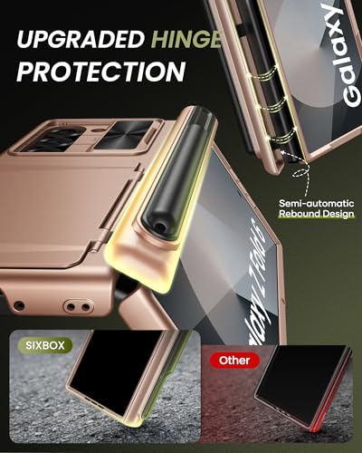 for Samsung Galaxy Z Fold 6 Case with S Pen Holder, Rose Gold - color: Rose Gold-P