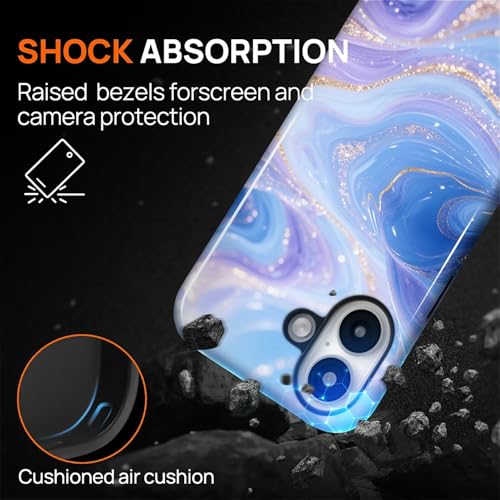 Case for iPhone 16, Shockproof Hybrid Protective Phone Case, Dual-Layer Drop Protection Anti-Scratch, Blue Purple Fluid - color: Blue Purple Fluid, size: iPhone 16