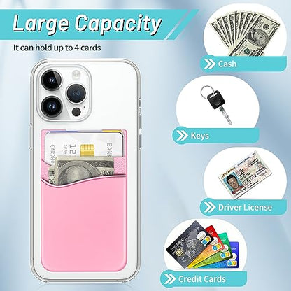 SHANSHUI Phone Card Holder, Double Silicone Cellphone Wallet Stick On Credit Card Holder Phone Pocket for Almost Smartphones & Case - Pink White Black /3pcs - color: Black+Pink+White
