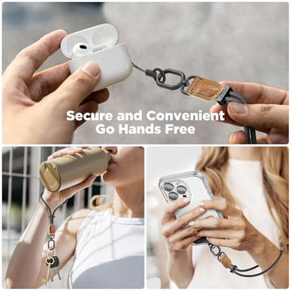 SURPHY Phone Wrist Strap, Keychain Wristlet, Phone Lanyard with Tether Tab - color: Black & Brown