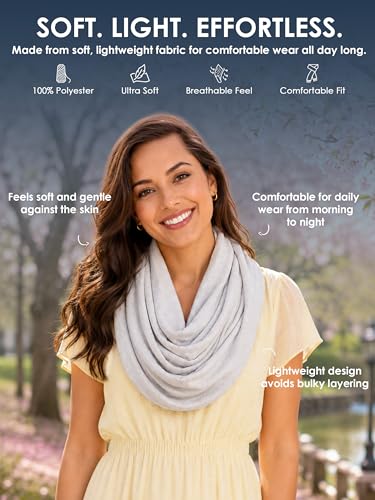 Pop Fashion Solid Color Hidden Zipper Pocket Scarf - Fashion Scarf for Women - All Seasons - color: Heather Grey