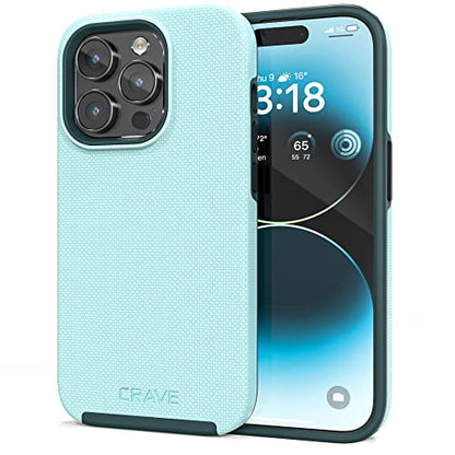 Crave Dual Guard for iPhone 14 Pro, Shockproof Protection Dual Layer Case for Apple iPhone 14 Pro (6.1") - Aqua - color: Aqua