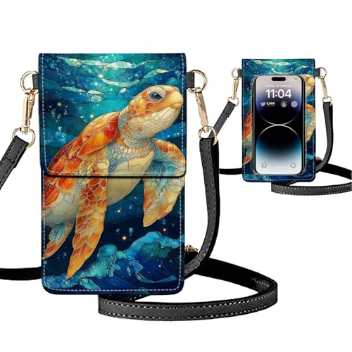 Small Crossbody Bags for Women Touchscreen Cell Phone Bag Cross Body Purses with adjustable Strap,Gifts For Teenage Girls - color: Turtle Under the Sea