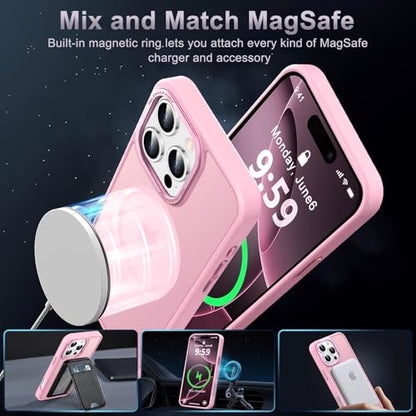 Newfuture Magnetic for iPhone 16 Pro Case Matte Shockproof, Chalk Pink | Military Drop Protection, Slim Matte Anti-Fingerprint, Compatible with Magsafe, Camera Guard, Translucent Protective Cover - color: Chalk Pink, size: iPhone 16 Pro 6.3 inch