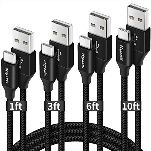 etguuds USB to USB C Cable, 4-Pack USB A to USB C Cable Fast Charging - color: Black, size: 1ft,3ft,6ft,10ft
