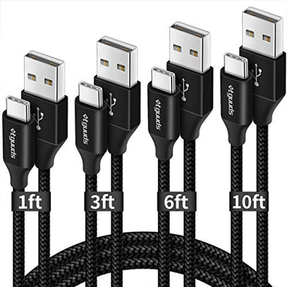 etguuds USB to USB C Cable, 4-Pack USB A to USB C Cable Fast Charging - color: Black, size: 1ft,3ft,6ft,10ft
