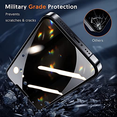Fotbor [3+3 Pack] iPhone 13 Pro Max Privacy Screen Protector with Camera Lens Protector, Anti Spy Private Full Coverage Bubble Free 9H Hardness Tempered Glass Film 6.7 Inch with Easy Installation Kit - size: iPhone 13 Pro Max-6.7 inch