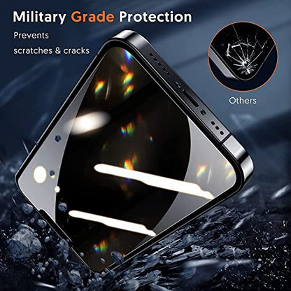 Fotbor [3+3 Pack] iPhone 13 Pro Max Privacy Screen Protector with Camera Lens Protector, Anti Spy Private Full Coverage Bubble Free 9H Hardness Tempered Glass Film 6.7 Inch with Easy Installation Kit - size: iPhone 13 Pro Max-6.7 inch