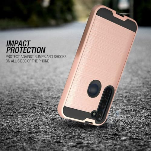 NEM Case Compatible with Motorola Moto G Stylus XT2043 (2020), Moto G Power XT2041 - Shockproof Brushed Case (Rose Gold) - color: Rose Gold