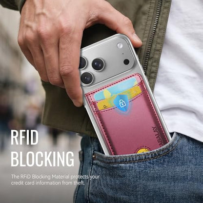 for MagSafe Wallet, Magnetic Phone Wallet RFID Blocking, 6 Cards Holder with Cash Slot,Compatible with Magsafe Phones and Cases for iPhone 17/16/15/14/13/12Pro/Max/Plus - color: wine red