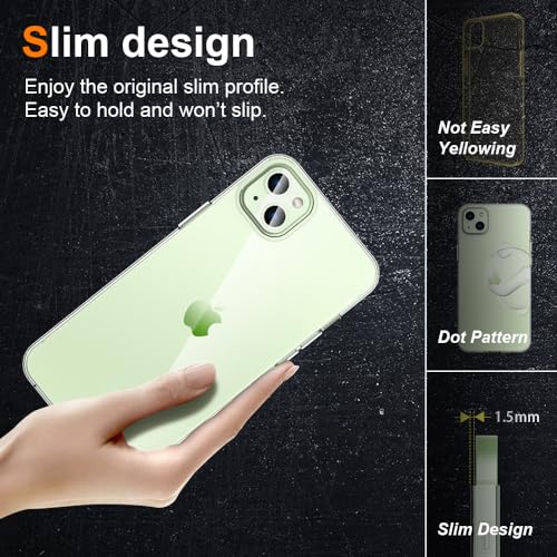 Silicone Clear iPhone 15 Plus Case,Ultra Thin with Comfort Grip | Soft Slim-Fit TPU iPhone 15 Plus Phone Cover,Non-Slip,Shockproof Protection,Scrath-Resistant - size: iPhone 15 Plus case