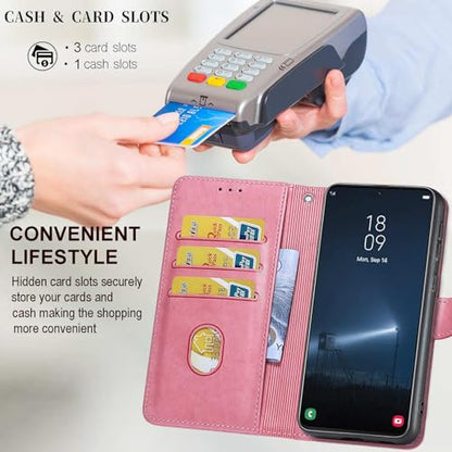 Wallet Case for Samsung Galaxy A54 5G, Pink Girl | Women Flip Folio Cover, Embossed PU Leather, Stand, Credit Card Holders Slots, Wrist Strap - color: 9