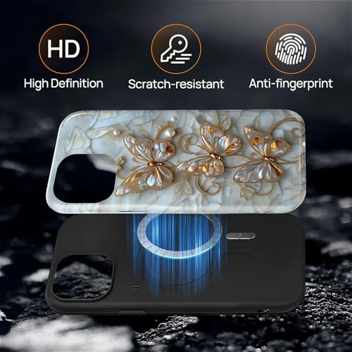 Magnetic for iPhone 14 Plus Case,[Compatible with Magsafe] Dual Layer Protective Heavy Duty Shockproof Rugged Drop Protection Bumper Hybrid Case - Stained Glass Butterflies - color: Stained Glass Butterflies, size: iPhone 14 Plus