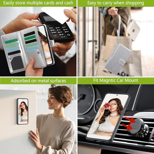 Varikke for Galaxy S25+/Plus Wallet Case Magnetic Detachable, Silver - color: Silver, size: Galaxy S25+/S25 Plus 6.7"