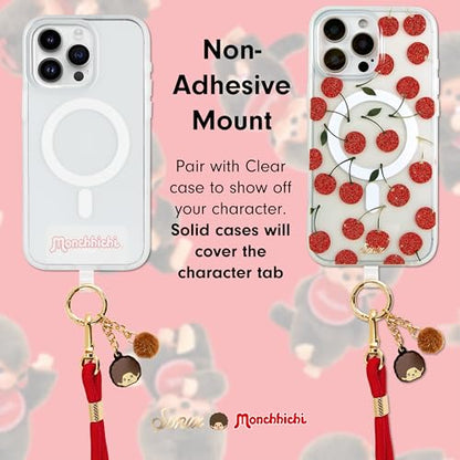 Sonix x Monchhichi | Crossbody Phone Strap with Charms | Adjustable, Universal Cell Phone Rope Strap Lanyard | Red Cord | Monchhichi - color: Monchhichi