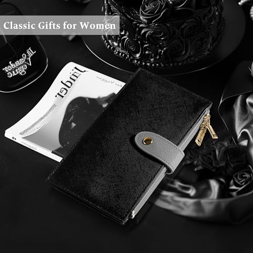 Travelambo RFID Wallet Women Bifold Multi Card Wallet Case with Zipper Pocke Credit Card Holder for Women - color: Black & Grey