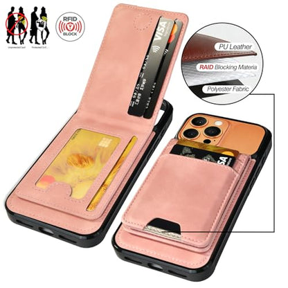 for iPhone 17 Pro Max MagSafe Wallet Case, Magnetic Detachable Leather Wallet with Card Holder & Kickstand, Slim Protective Phone Case Compatibility with iPhone 17 Pro Max. Pink - color: Pink