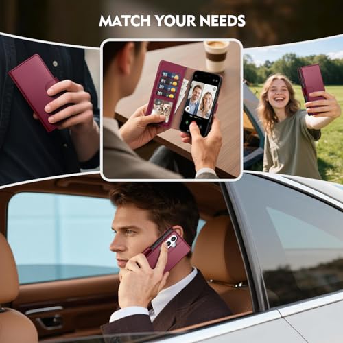 Compatible with Samsung Galaxy S26 Plus Case Wallet with Card Holder [4 Card Slot] Women Men,RFID Blocking PU Leather Phone Case Flip Protector Cover Credit Card Slot Kickstand,Wine Red - color: Wine Red, size: Samsung Galaxy S26 Plus - 6.7"